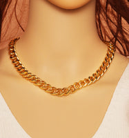 Gold Chunky Chain Statement Necklace and Bracelet, sku#EF251