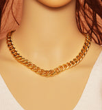 Gold Chunky Chain Statement Necklace and Bracelet, sku#EF251