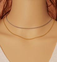 Gold Silver Thin Dainty curb cuban Chain necklace, sku#EF259