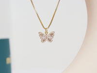 CZ Enamel Butterfly Pendant, Sku#Y657