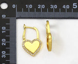 CZ Heart Huggie Earrings, Sku#B178