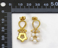 CZ Pearl Flower Earrings, Sku#LD239