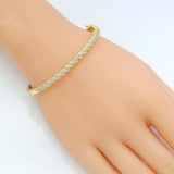 Gold CZ Twisted Link Thin Bracelet, Sku#LX434