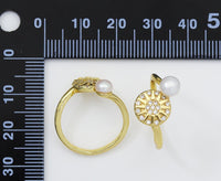 CZ Round Flower and MOP Adjustable Ring, Sku#LD245