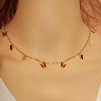 CZ Gold Butterfly Choker Necklace,sku#EF268