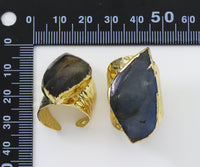 Gold Labradorite Adjustable Ring, Sku#YT37