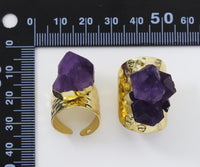 Gold Amethyst Adjustable Ring, Sku#YT33
