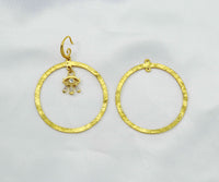 CZ Evil Eye On Round Ring Large Hoop Earrings, Sku#B182