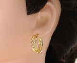 Gold Double Round Ring Huggie Earrings, Sku#J353