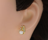 CZ Mother of Pearl Stud Earrings, Sku#LD257