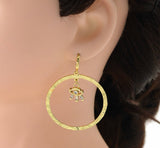 CZ Evil Eye On Round Ring Large Hoop Earrings, Sku#B182