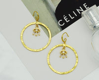 CZ Evil Eye On Round Ring Large Hoop Earrings, Sku#B182