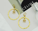 CZ Evil Eye On Round Ring Large Hoop Earrings, Sku#B182