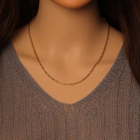 Thin Gold  Silver Paperclip Link Chain Adjustable Necklace, Sku#LD488