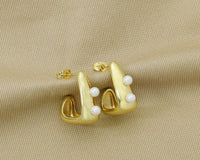 Pearl Thick Hoop Earring, Sku#J333