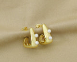 Pearl Thick Hoop Earring, Sku#J333