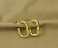 Gold Rectangle Huggie Earrings, Sku#J347