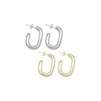 Gold Rectangle Huggie Earrings, Sku#J347