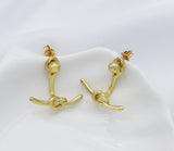 Gold Knot Stud Earrings, Sku#J360