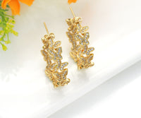 CZ Gold Silver Butterfly Hoop Earrings, Sku#J370