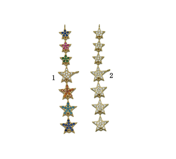 Colorful CZ String Five Point Star Charm, Sku#JL112