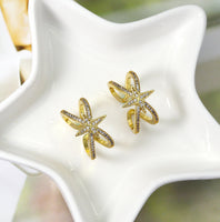 CZ Gold North Star Cross Ring, Sku#JL136