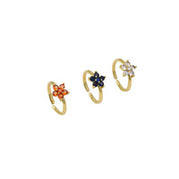 Gold Colorful CZ Flower Adjustable Ring, Sku#JL180