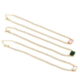 Tennis Chain with Pink Emerald Clear Focal Stone Necklace,sku#JL182