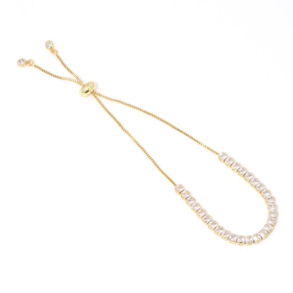 Thin Gold Clear CZ Adjustable Bracelet, Sku#JL183
