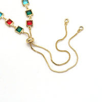 Colorful CZ Chain Sliding Adjustable Necklace,sku#JL184