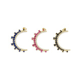 Gold Fuchsia Cobalt CZ Cresent Moon Charm, Sku#L688