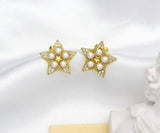 Mother of Pearl Five Point Star Stud Earrings, Sku#LD237