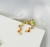 Gold Colorful CZ Stud Earrings, Sku#LD287