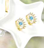 Blue Clear Crystal Gold Evil Eye Statement Ring, Sku#LD328