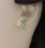 CZ Pave Buttfly Wing Stud Earrings, Sku#LD354