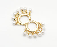 Gold Filled Dangle White Pearl Hoop Earrings, Sku#LD376