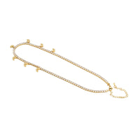CZ Cresent Moon Tennis Chain Necklace,sku#LD378