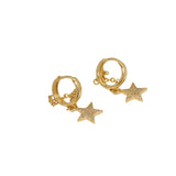 CZ Five Star Dangle Hoop Earrings, Sku#LD394