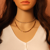 Baguette CZ Gold Link Chain Adjustable Necklace,sku#LD391