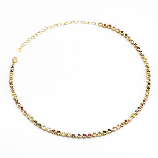 Multicolor CZ Chain Link Necklace,sku#LD416