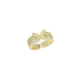 Gold CLear CZ Butterfly Thick Band Adjustable Ring, Sku#LD431