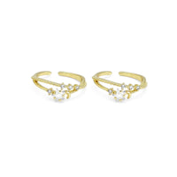 Gold CLear CZ Star Moon Adjustable Ring, Sku#LD449