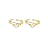 Gold CLear CZ Star Moon Adjustable Ring, Sku#LD449