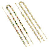 Gold Colorful Oval Square Rectangle Round CZ Statment necklace, Sku#LD454