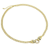 Gold Cuban Chain Leopard Head Connector Necklace, Sku#LD461