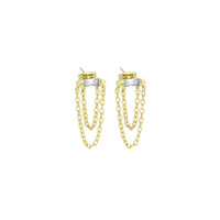 Clear CZ with Dangle Chain Link Stud Earrings, Sku#LD468