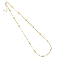 Thin cuban Link Rice shape Satellite Chain Necklace, Sku#LD492