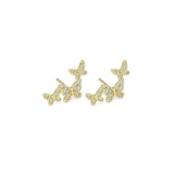 CZ Gold Thriple Butterflies Ear Climber Earrings, Sku#LD502