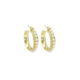 CZ White Pearl Hoop Earrings, Sku#LD514