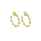 CZ Bamboo Joint Hoop Earrings, Sku#LD515